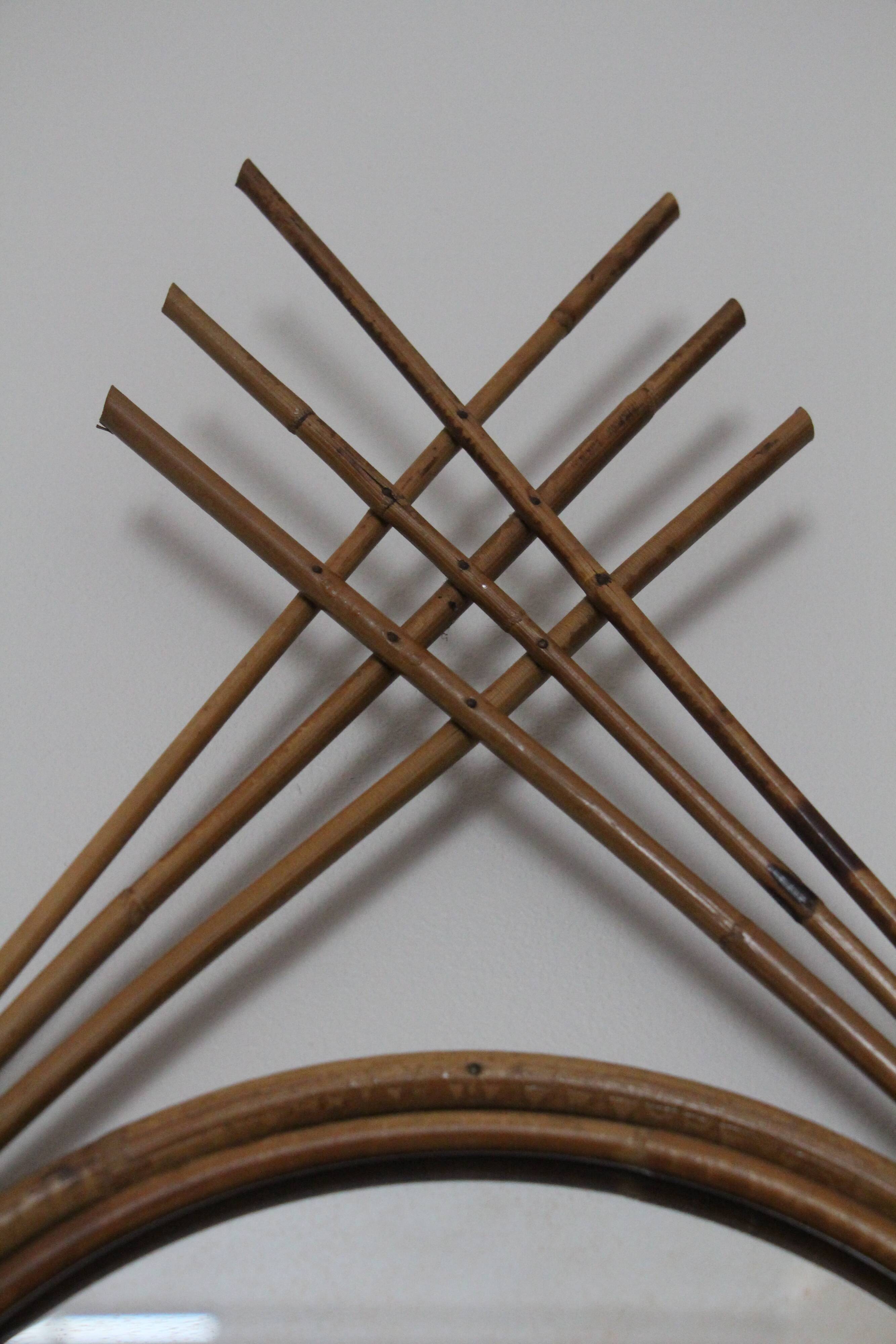 Rattan mirror 70's 34x54cm