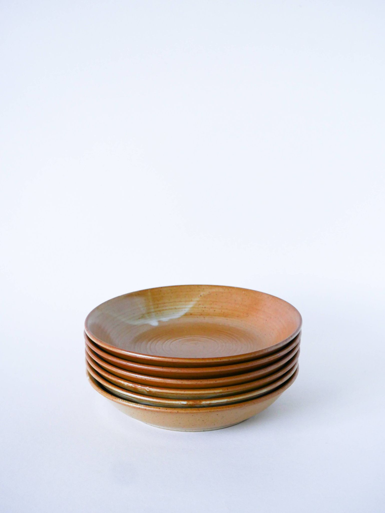 Set of 6 deep stoneware plates, 1970 - 19 cm