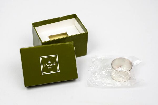 Rond de serviette Christofle Vendôme en métal argenté – Neuf dans sa boîte