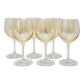 6 iridescent yellow stemmed glasses