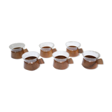 Series of 6 vintage Scandinavian cups in Schott & Gen Mainz teak and glass