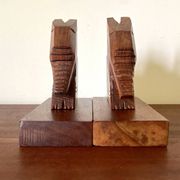 Wooden elephant bookends, handmade 1960