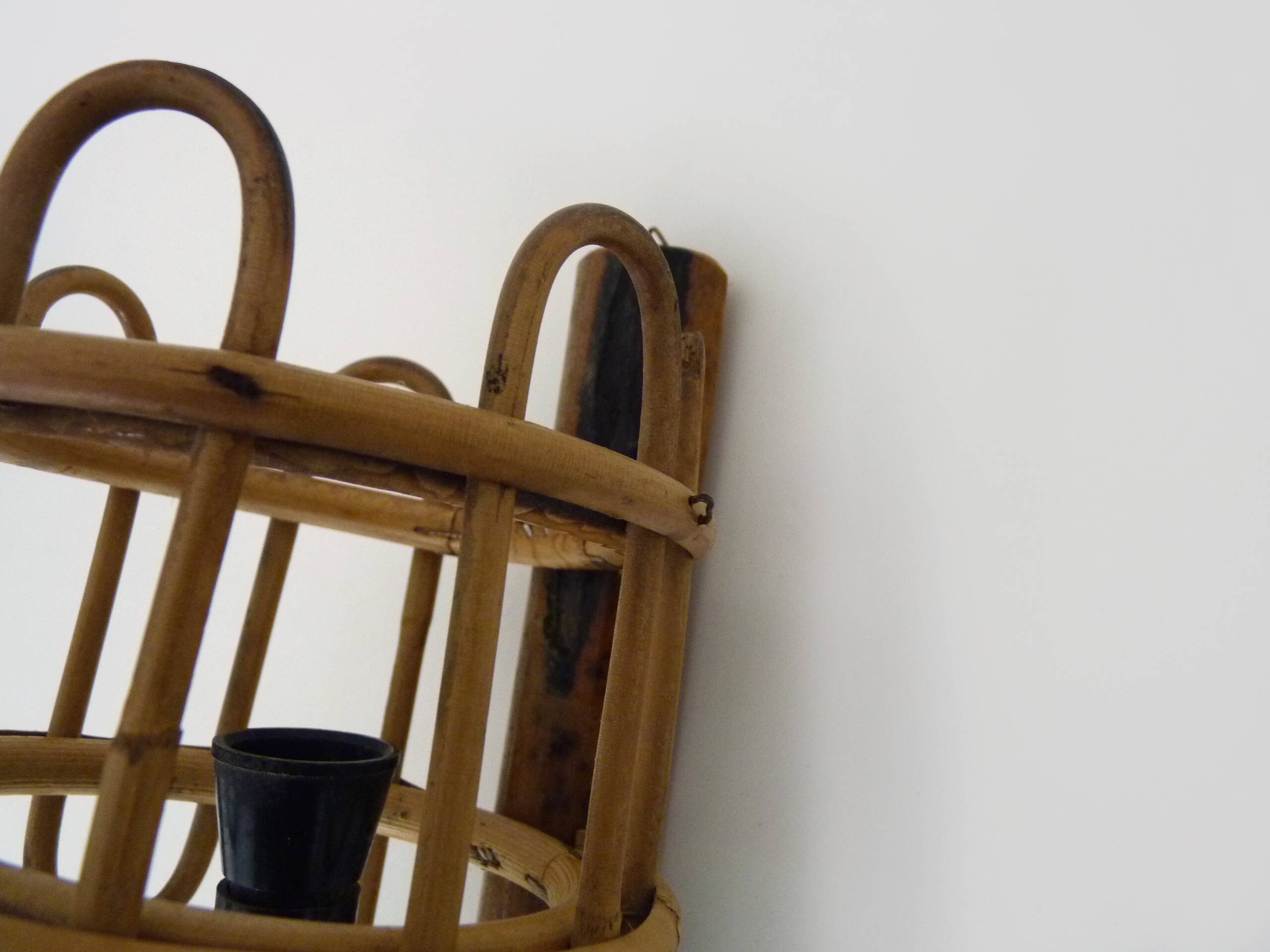 Rattan bamboo lantern wall light. 1950s-1960s