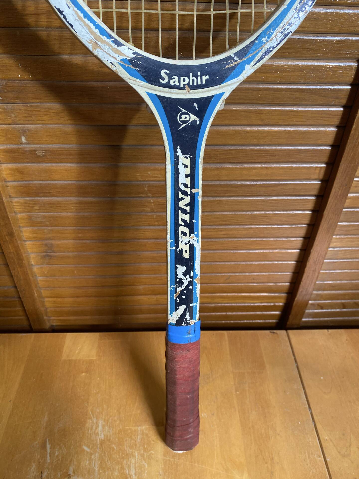 Vintage dunlop saphir wooden tennis racket + sports cover #e2
