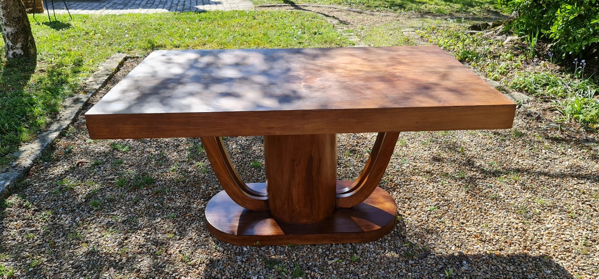 Art Deco dining table in solid walnut – 1930s – extendable