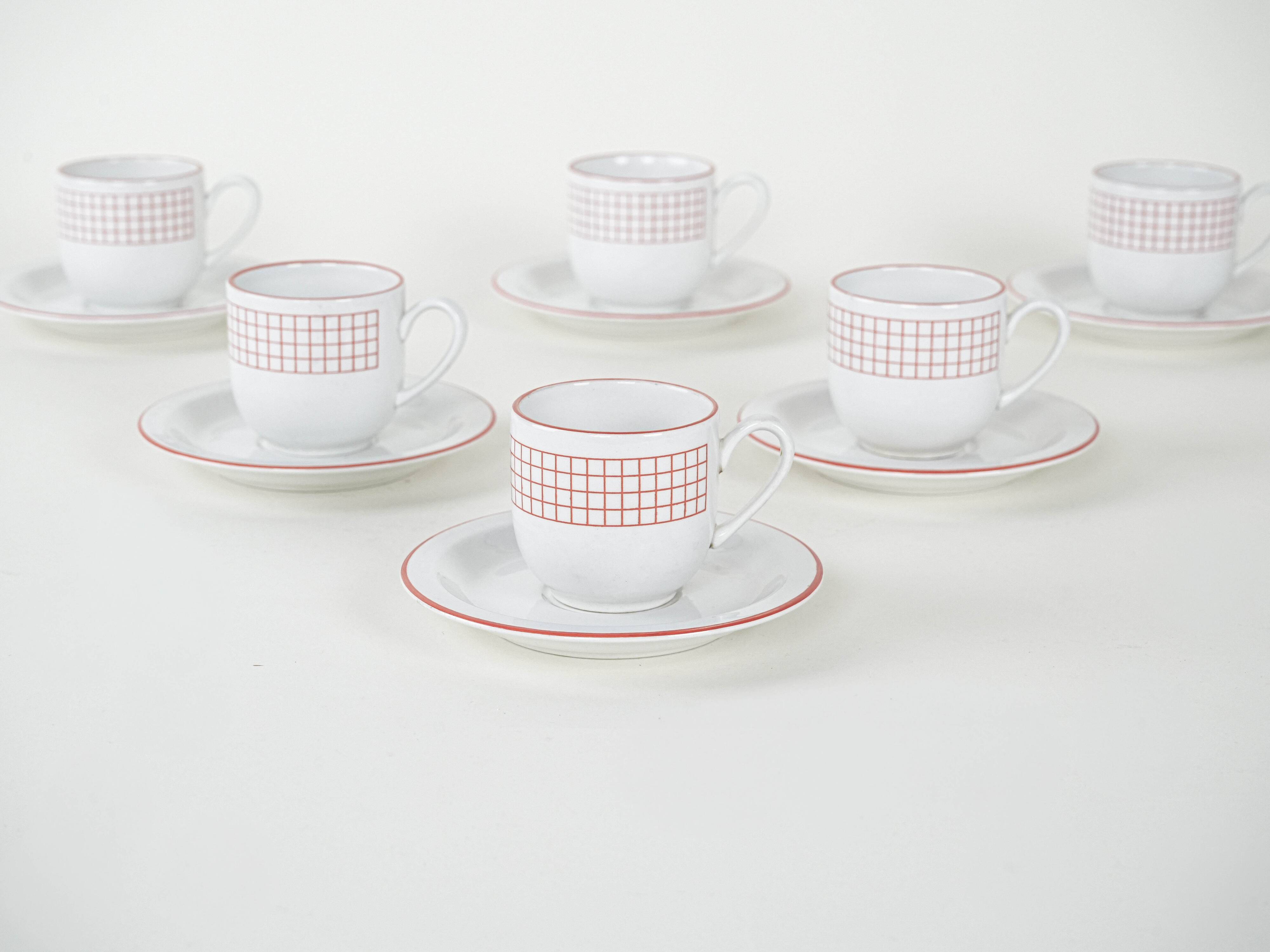 Set of porcelain cups, Italian design, 1980s, production: Italy