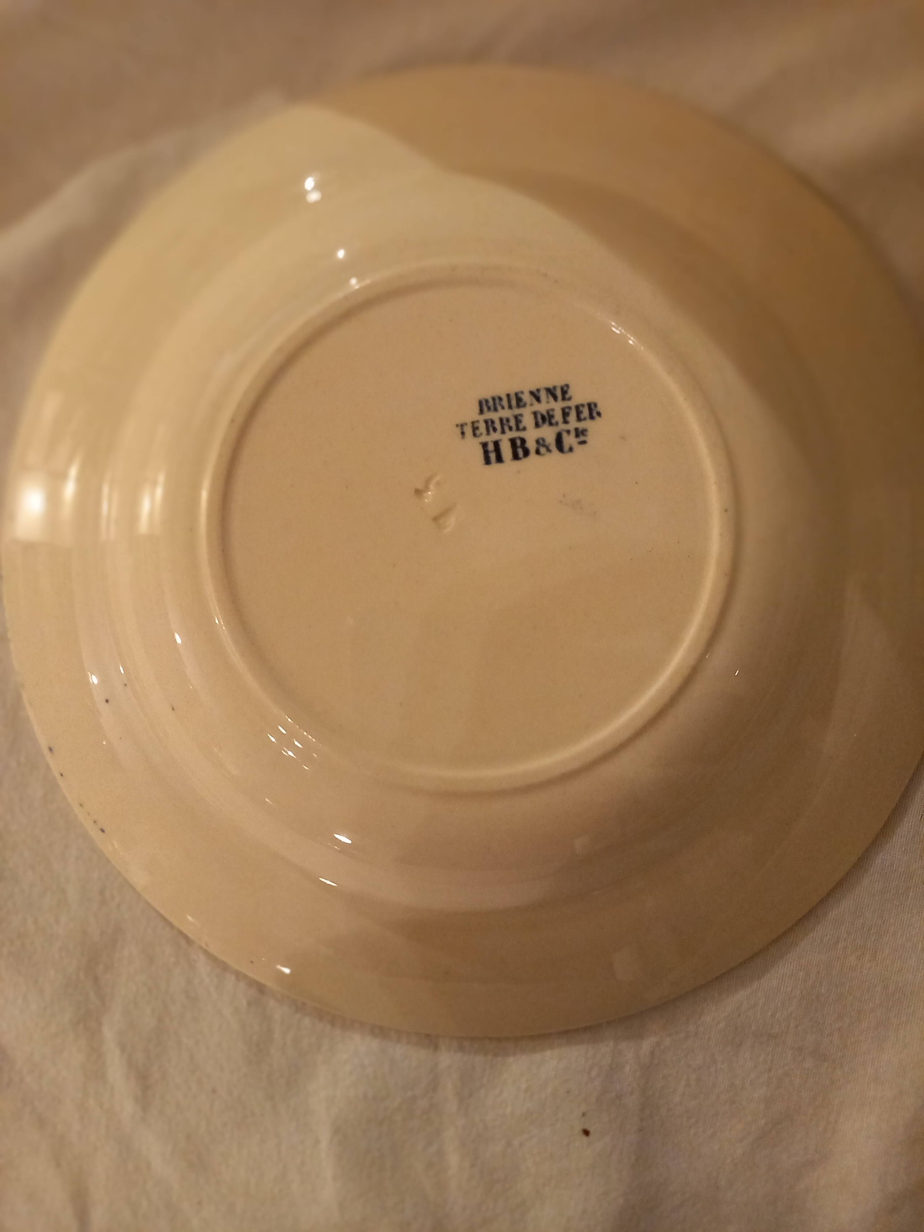 12 Terre de fer hollow plates, Brienne model, HB&Cie