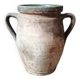 Old pottery with green glazed interior