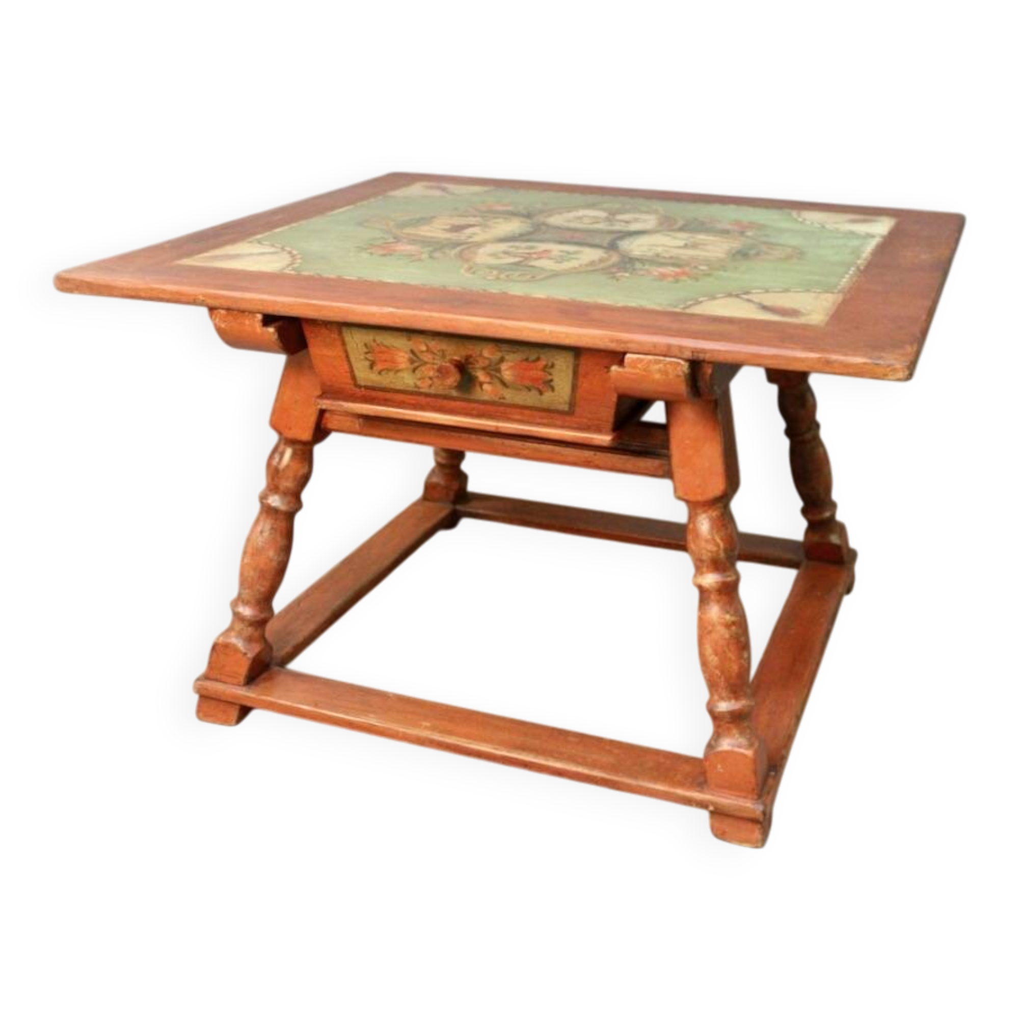 19th-century painted wooden changing table