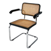 Tubular frame and cane cantilever dining chair, Italy, 1970s