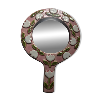 Mirror "Tulips" Mithé Espelt enameled ceramic Excellent condition