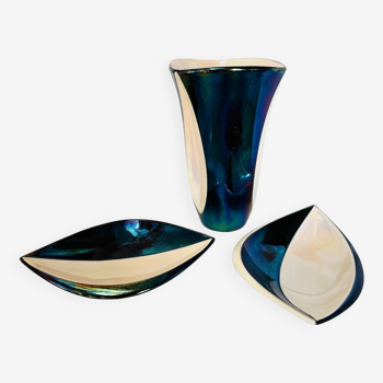 Ensemble vase et coupelles verceram mid century design