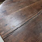 Large round pine three-legged table – cricket table, Ø 110 cm