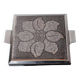 Trivet en céramique grise florale de l'âge spatial, Espagne, années 1970