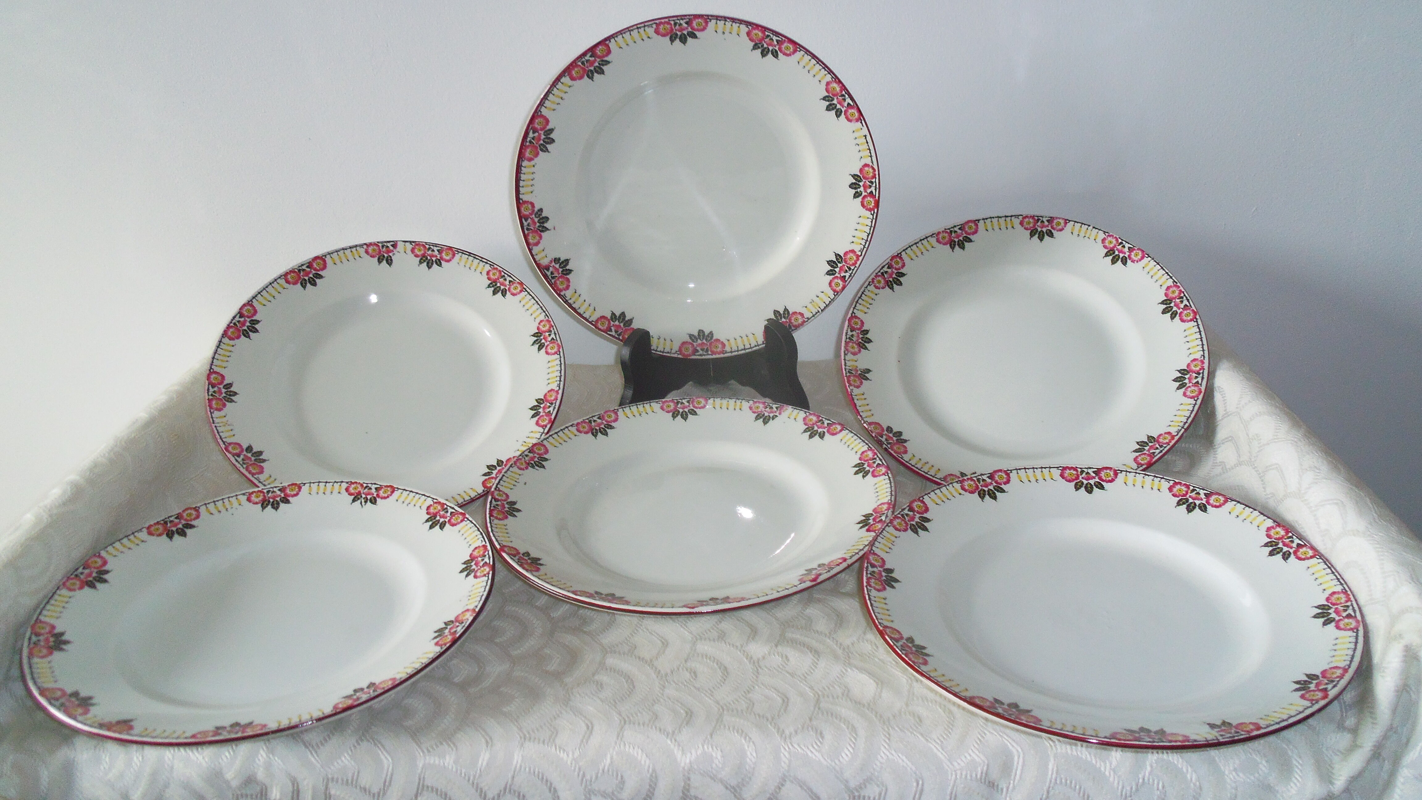 6 flat plates Faience Orchie Moulin des loups