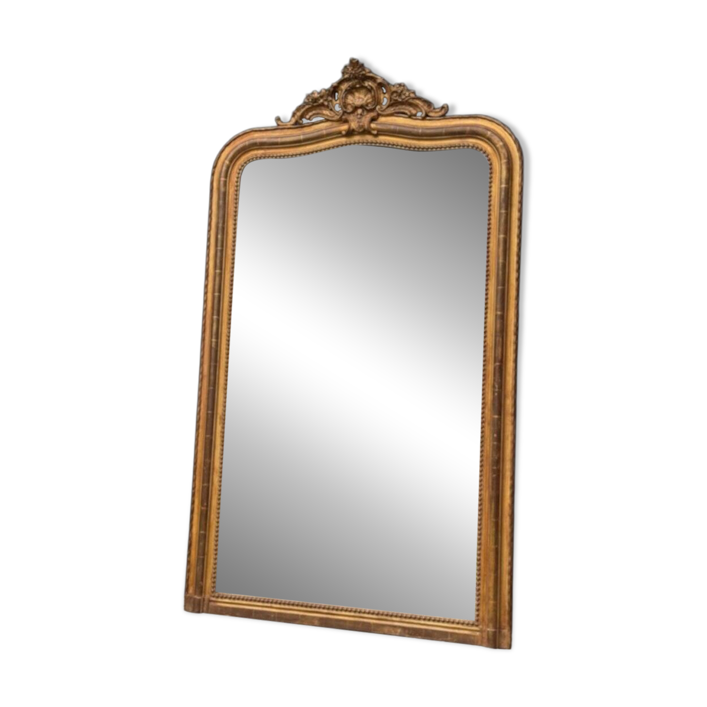 Louis XV style mirror in stuccoed and gilded wood, circa 1880