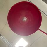 Red arc floor lamp with oval tulip base - italy 1970's