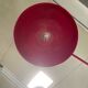Red arc floor lamp with oval tulip base - italy 1970's