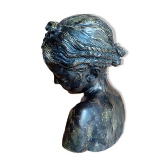 JBPigalle bust La Rieuse plaster signed