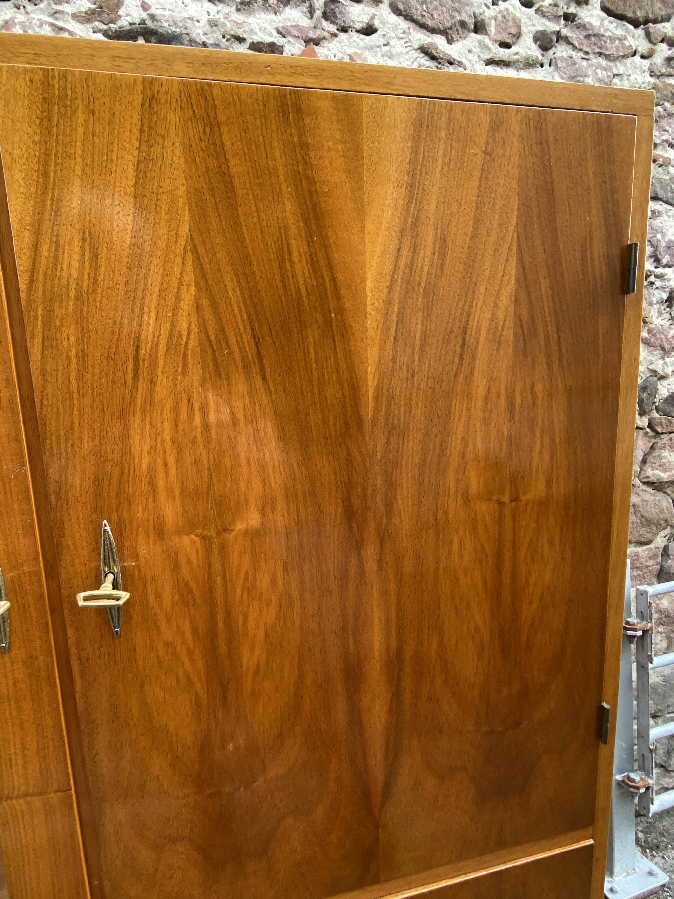 1950s French Art Deco Design Walnut Bookcase