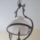 Opaline and copper pendant light