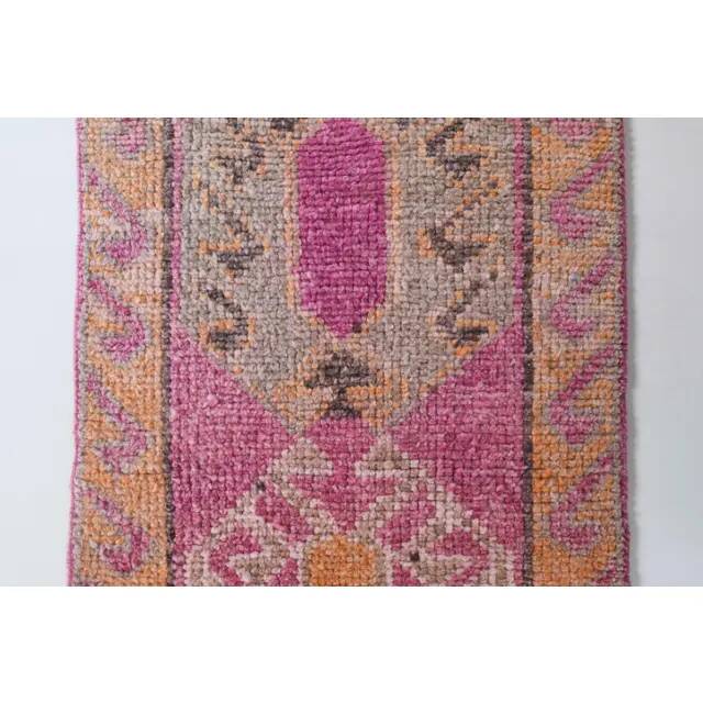 1970s Turkish Hand-Knotted Wool Cotton Pink Runner 87x294