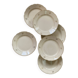 6 flat earthenware plates in beige and gold Villeroy Boch ACC-7227
