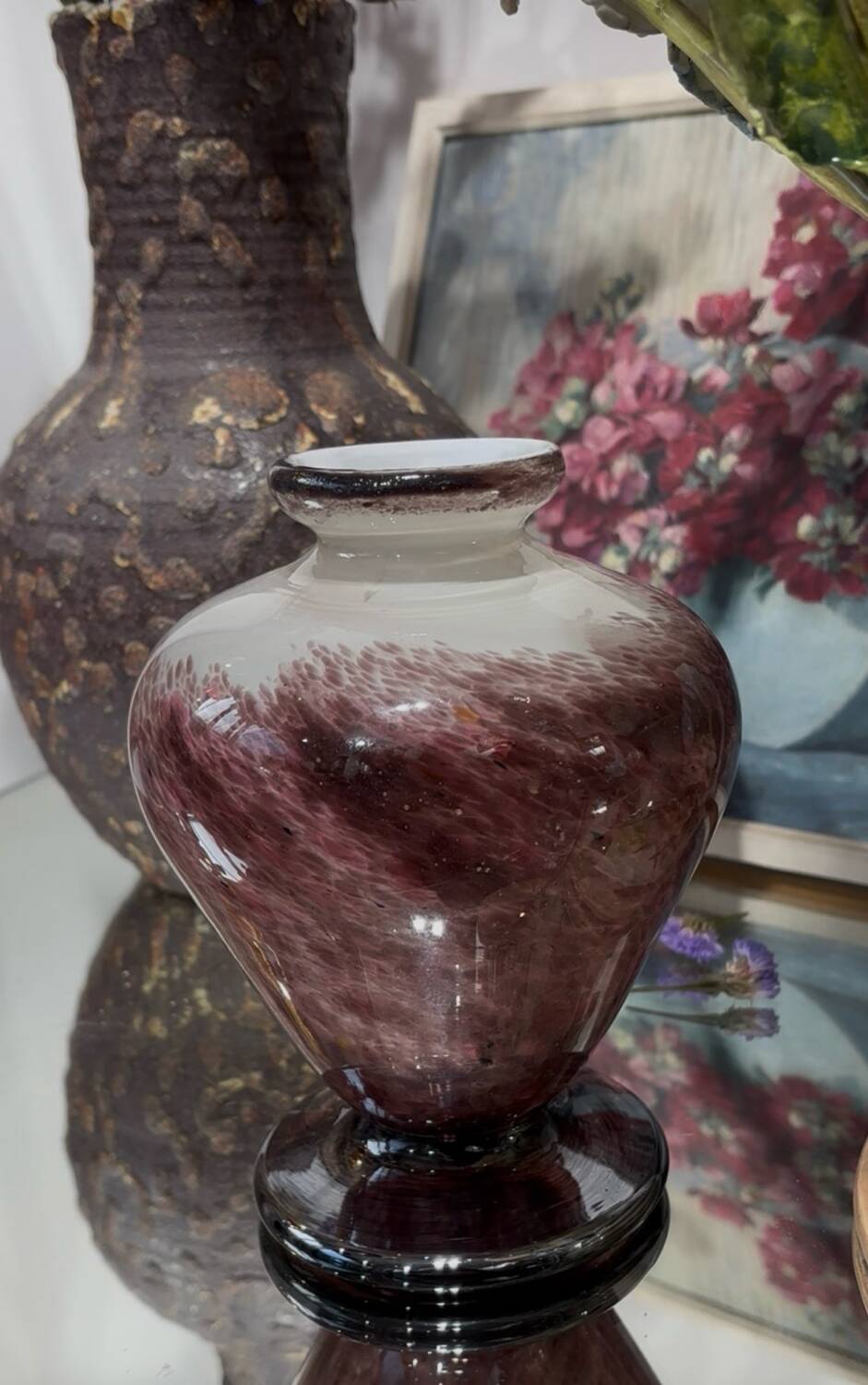 Blown glass round vase, signed Jean-Claude Novaro.