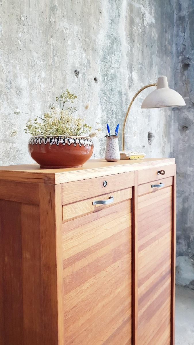 Double curtain binder cabinet