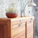 Double curtain binder cabinet