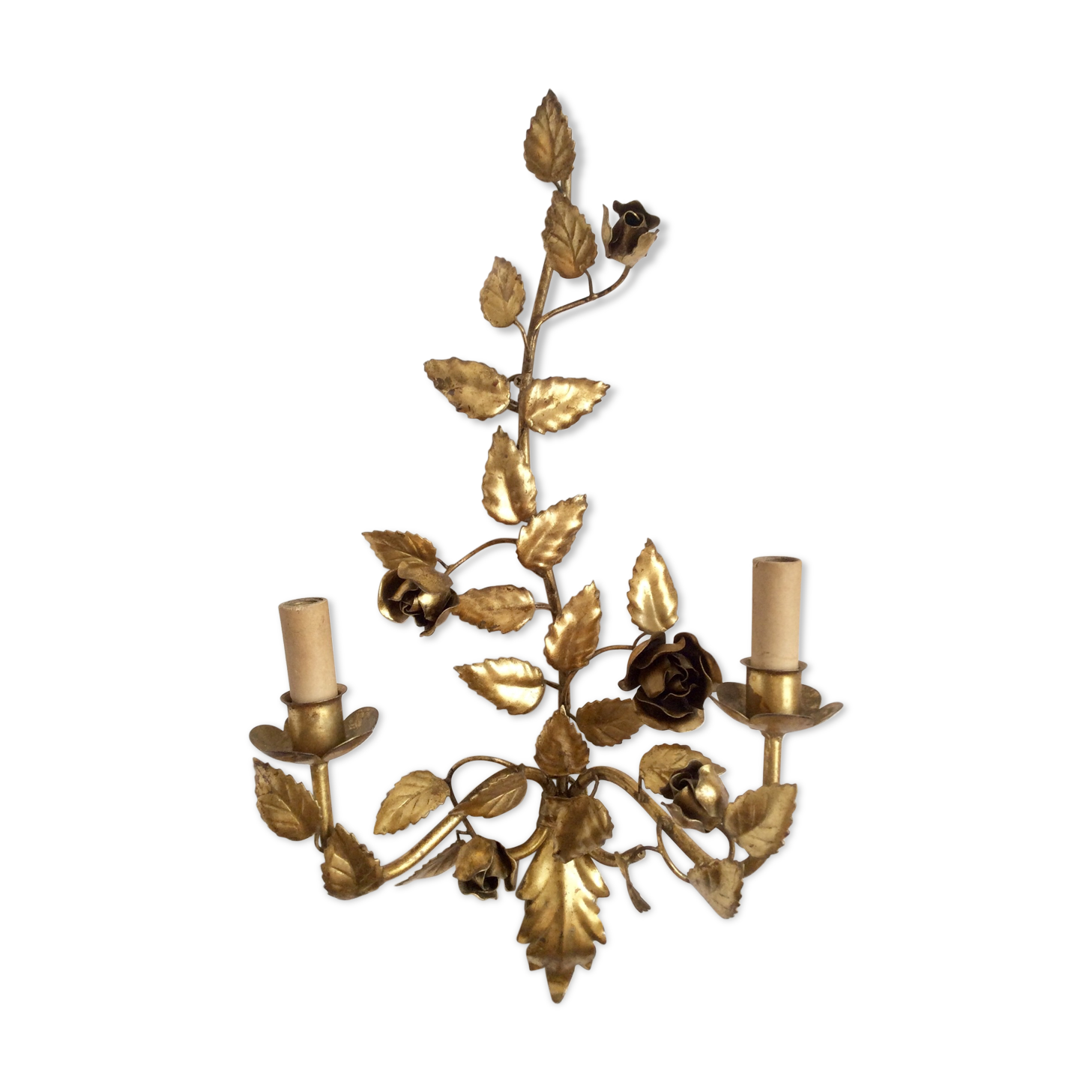 Leaves and flowers wall light in gold metal