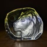 Paperweight Lion head sculpture Arques Crystal