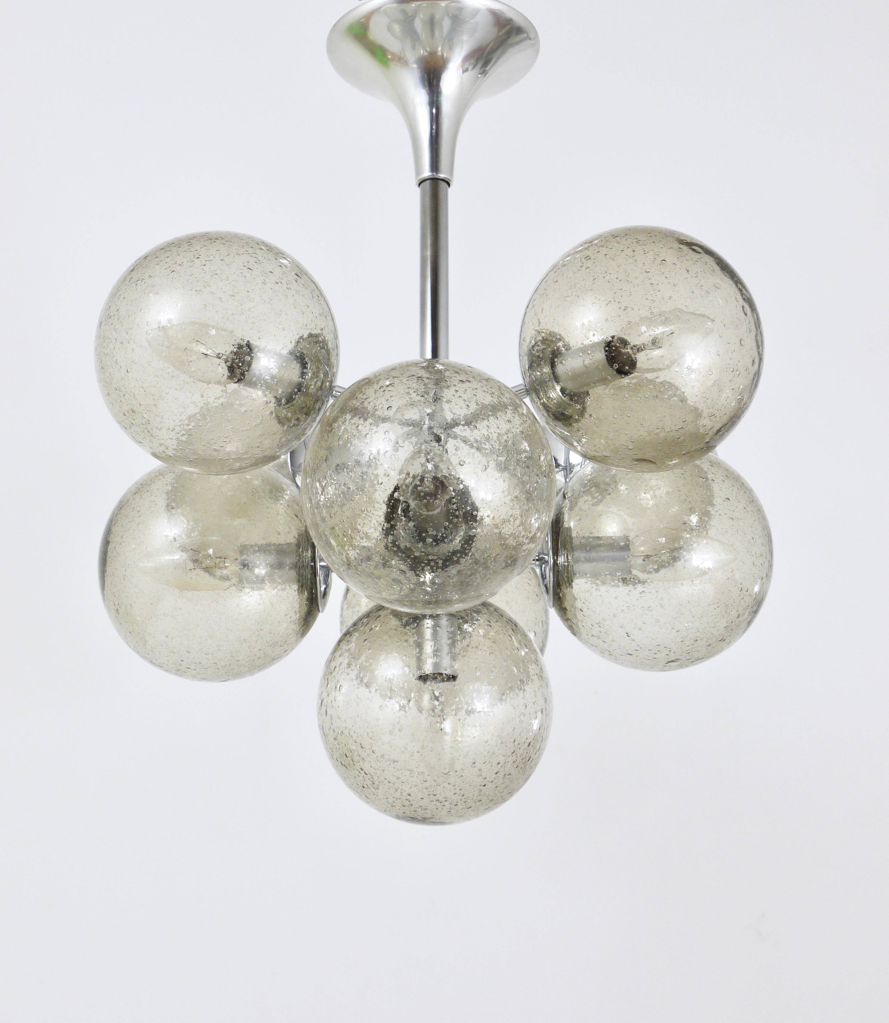 E. R. Nele Temde lustrous atomic chrome Sputnik Space Age pendant lamp tulip