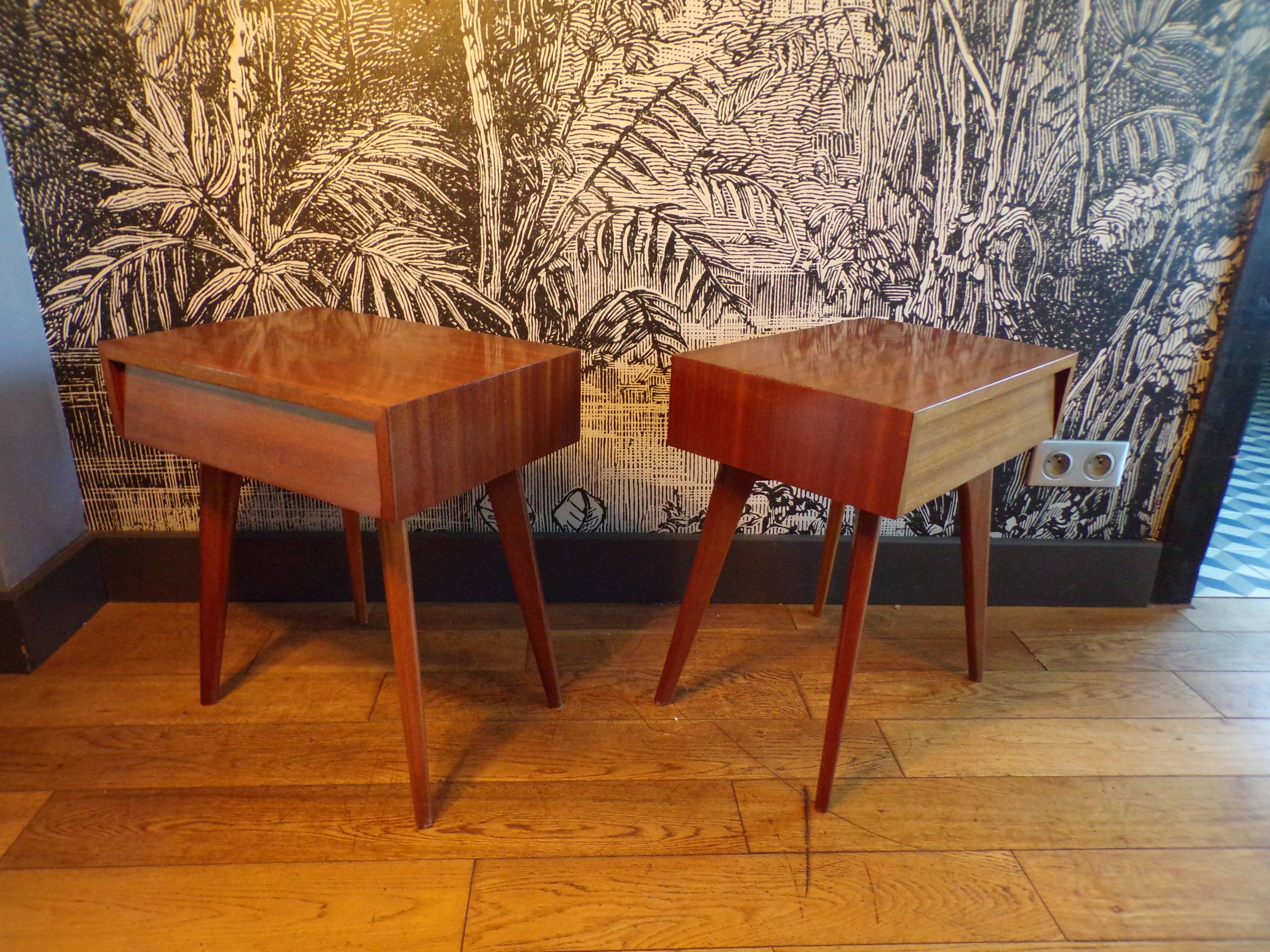 Pair of Scandinavian teak bedside tables