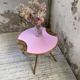 Table basse vintage en rotin rose