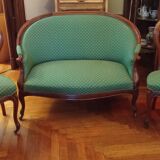 Ancienne banquette et ses deux chaises ancien salon  style Louis XV