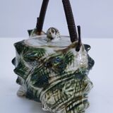 Vintage enamelled earthenware shell decor teapot