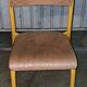 Pair of school chairs, wood and yellow metal, industrial decor.