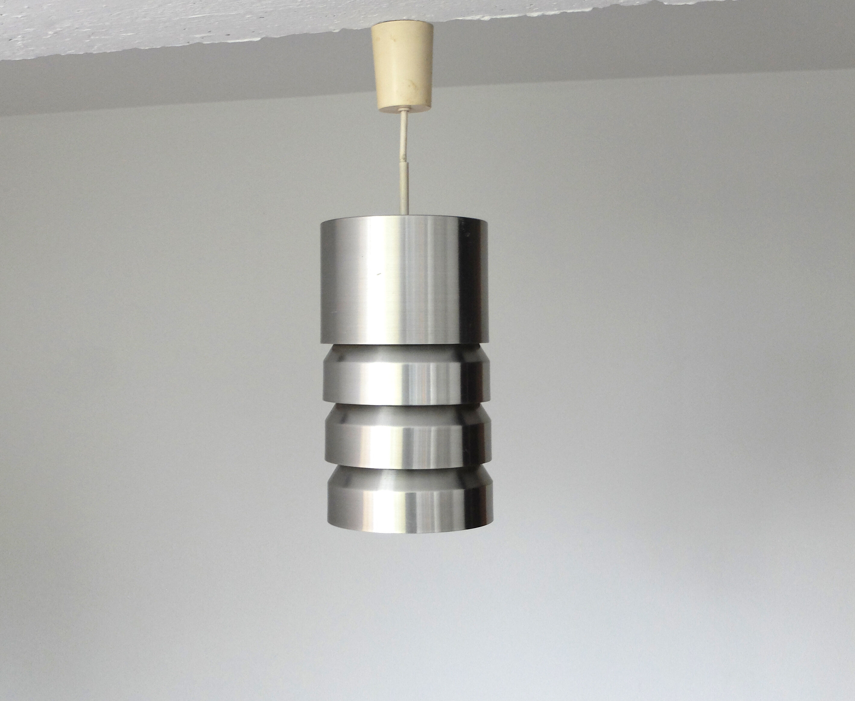 Brushed Aluminum hanging lamp, Germany, 1960s