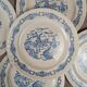 Set of 6 antique flat plates Rotterdam blue windmill design.