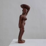 Mid-century hand-carved African woman sculpture