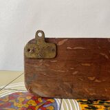 Vintage wooden wall coat rack with 4 double golden aluminum hooks