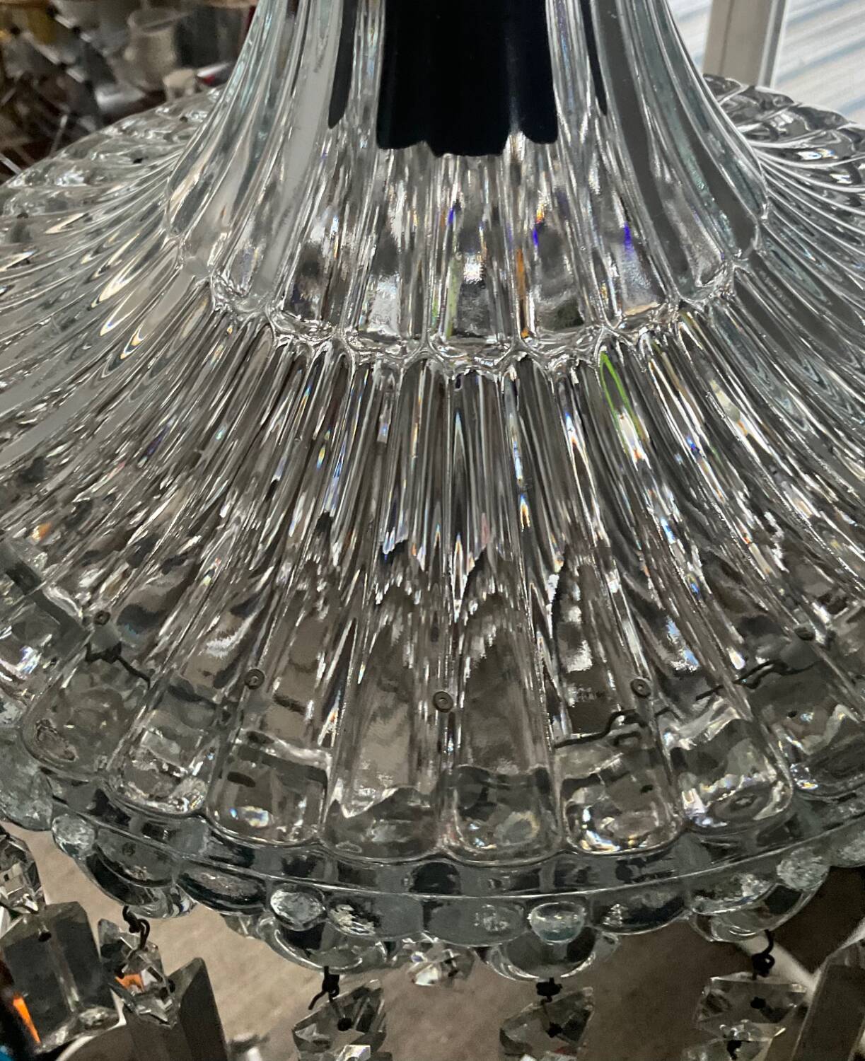 Bohemian crystal basket chandelier