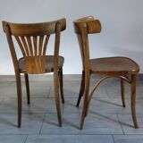 Pair of dark beech bistro chairs