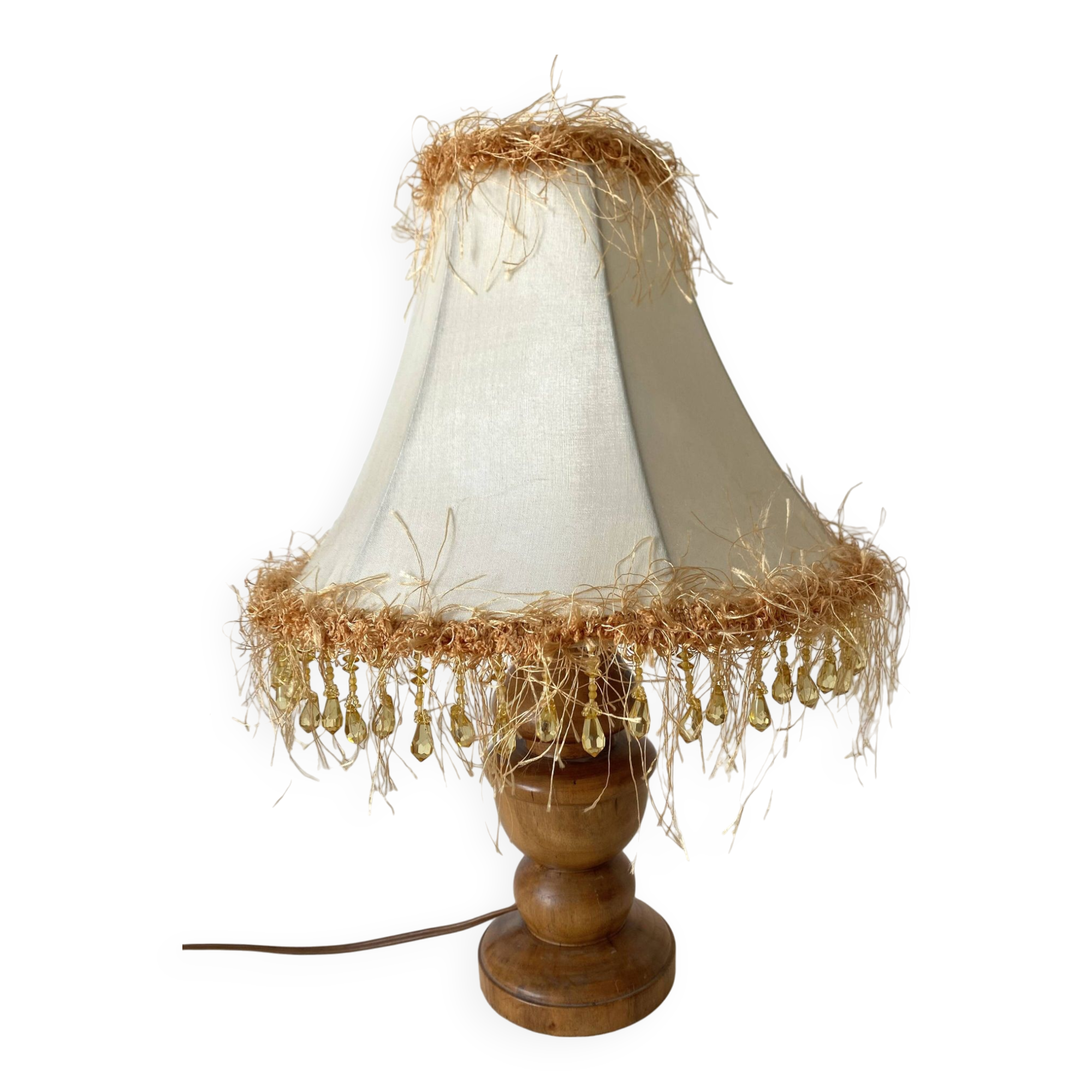 Retro wood and pearl lamp