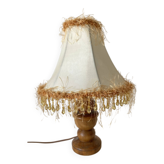 Lampe rétro bois et perles