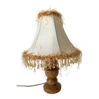 Retro wood and pearl lamp