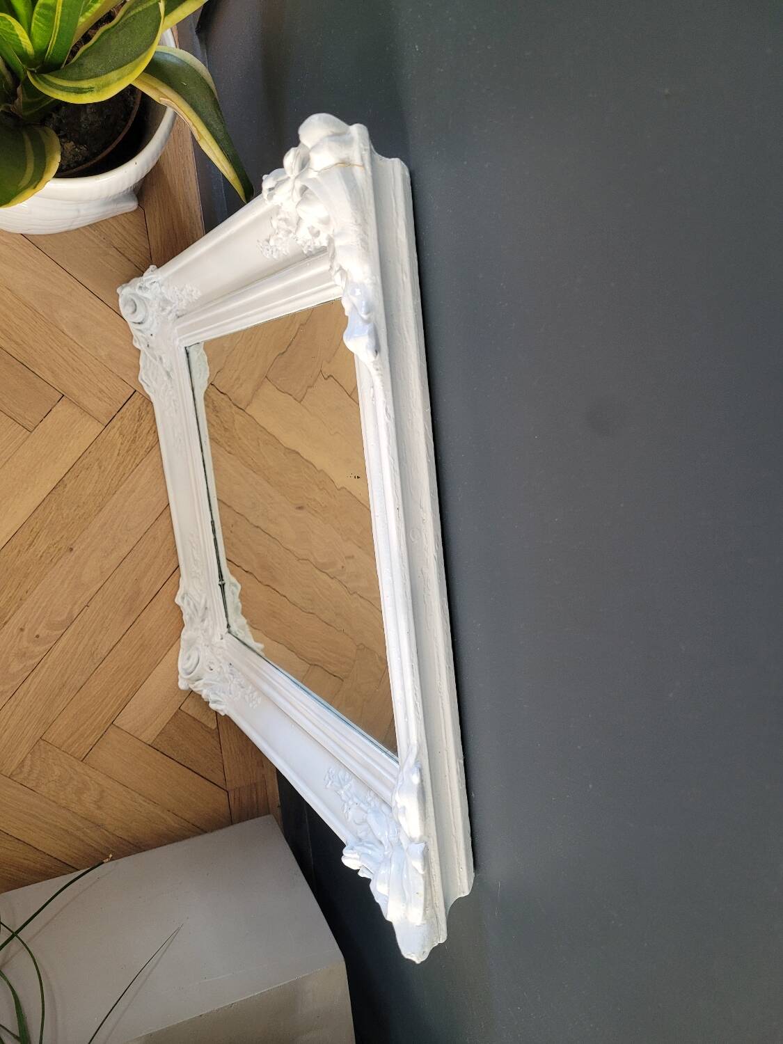 Antique mirror with painted wooden frame