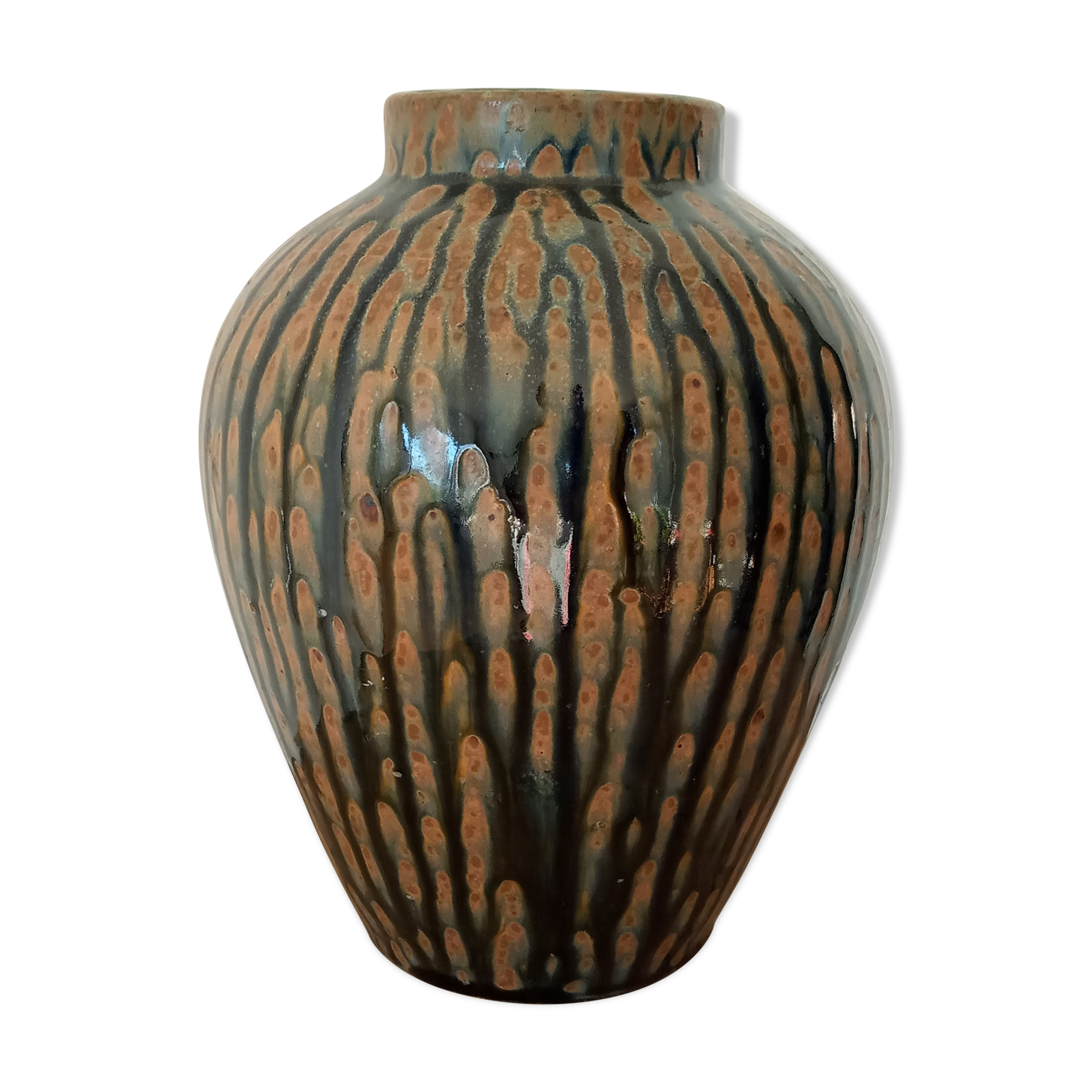 Enamelled sandstone vase