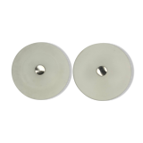 Stilux Milano, pair of round opaline glass ceiling lamps. 1960s